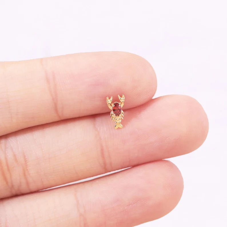 14K Gold Lobster Cartilage Stud