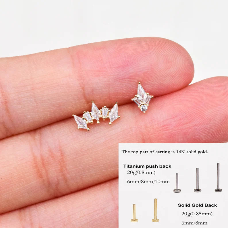 14K Solid Gold Geometric Climber Stud