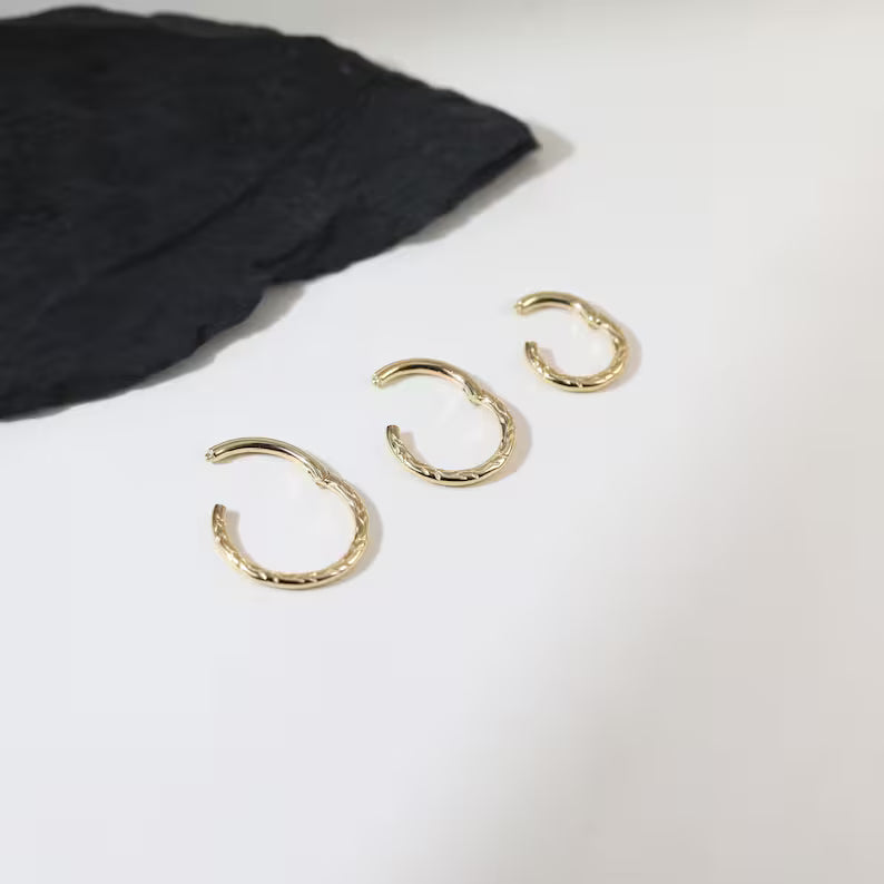 14K Gold Braided Hoop Septum Helix Tragus Rook 16g 6/8/10mm
