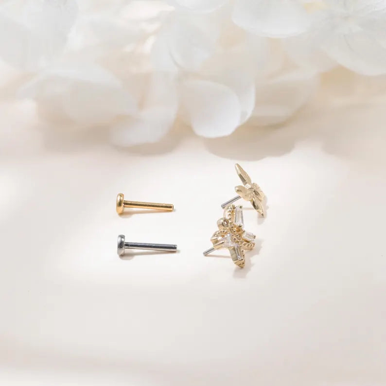 14K Gold Butterfly Cartilage Stud