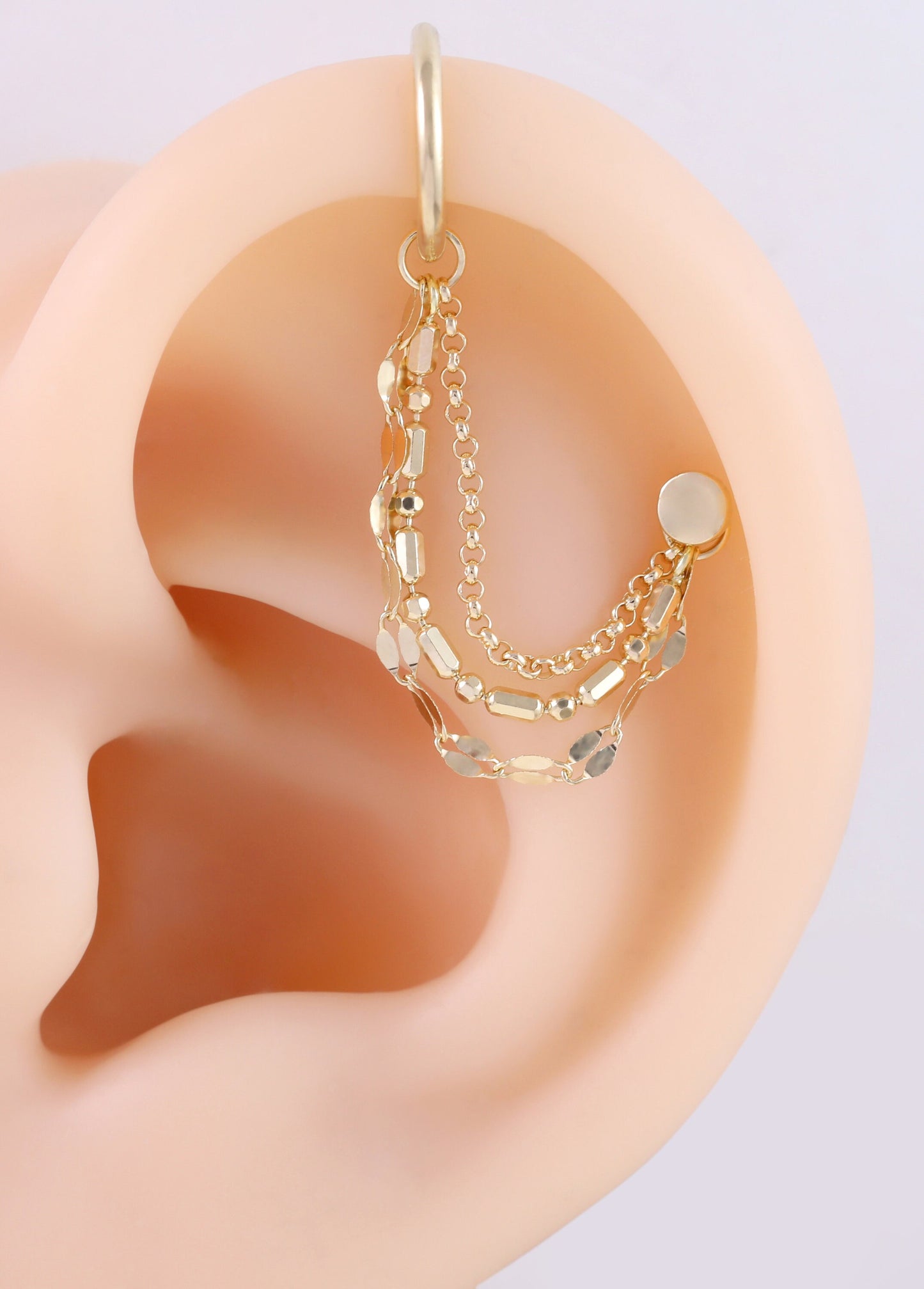 14K Solid Gold Triple Sparkly Chain Attachment