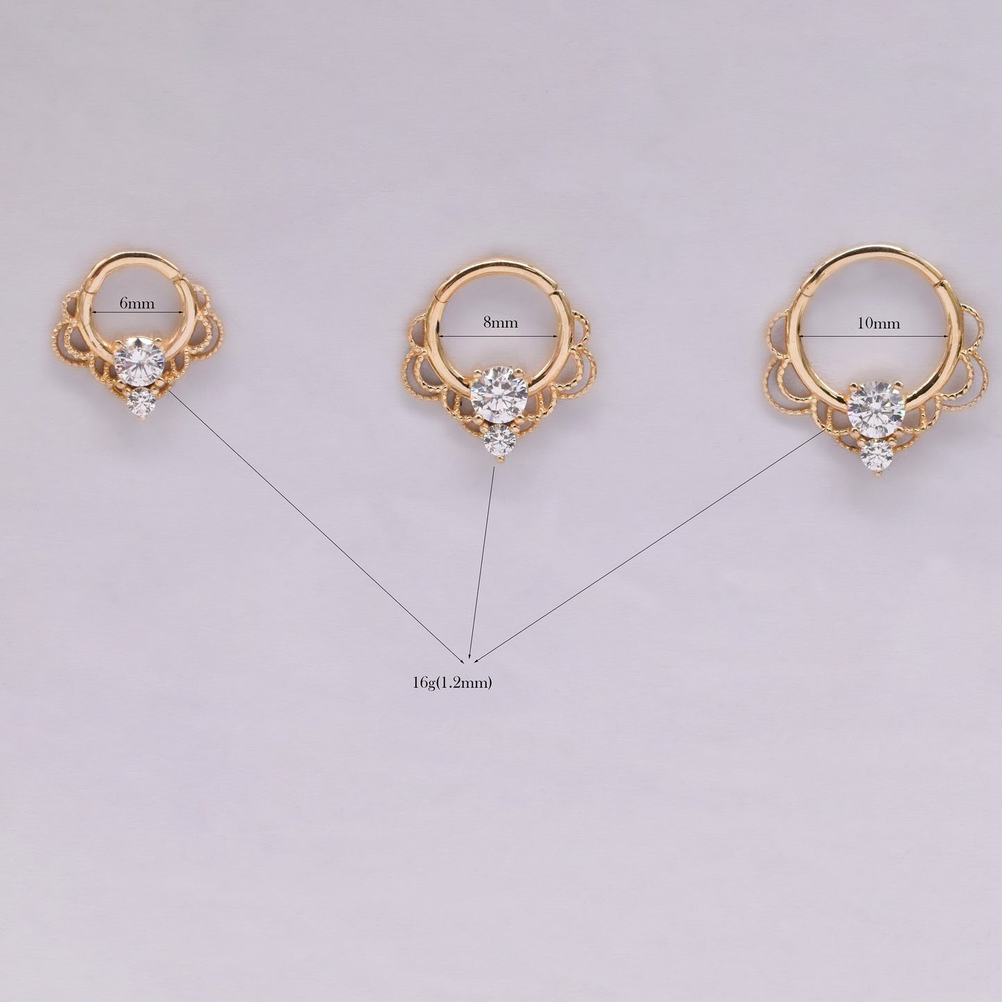 14K Solid Gold Dainty Cartilage Hoop Clicker 16G