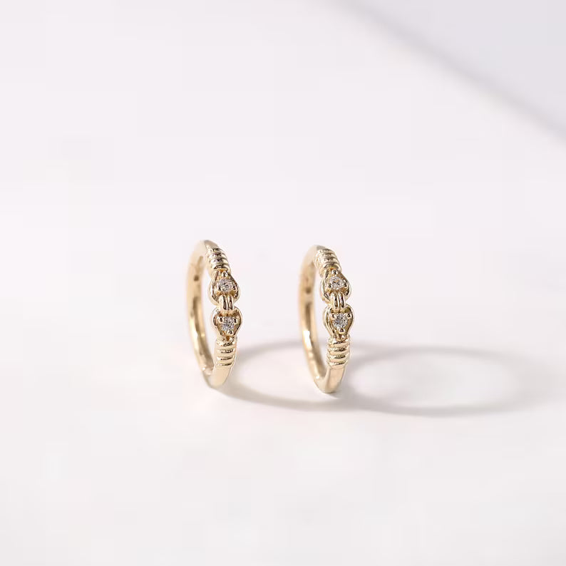 14K Gold Heart Knot Septum Daith Helix Nose Hoop 16g 8mm