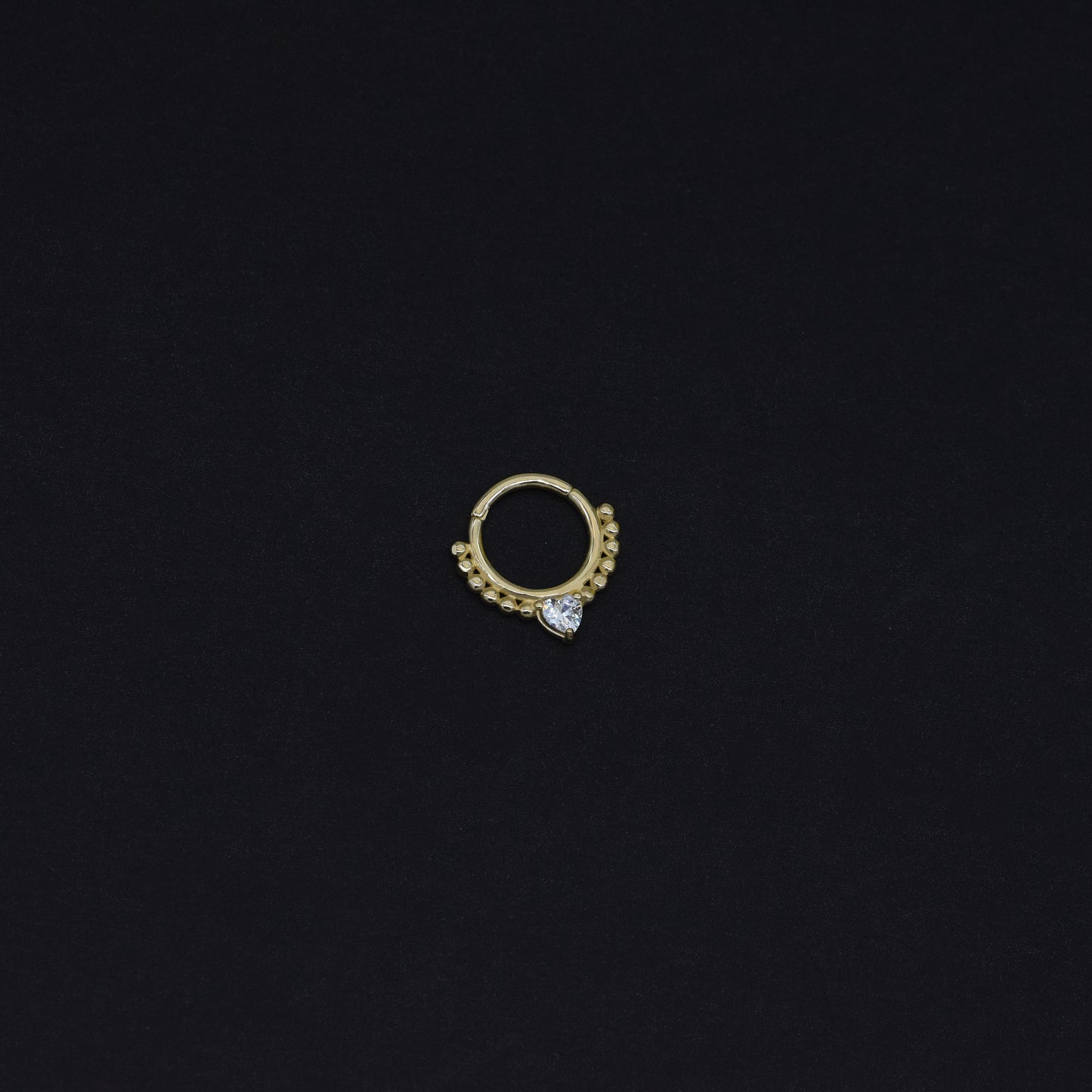 14K Solid Gold Teardrop Beaded Hoop Earrings Diamond Septum Nose Ring 16g