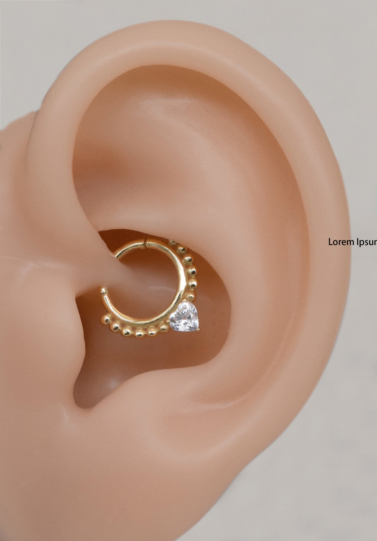 14K Solid Gold Teardrop Beaded Hoop Earrings Diamond Septum Nose Ring 16g