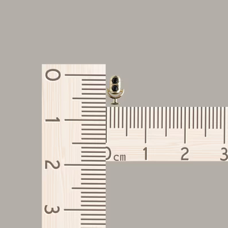 14K Gold Tiny Microphone Flat Back Earring