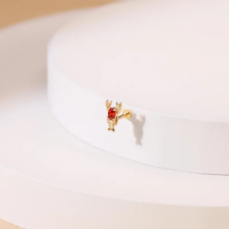 14K Gold Lobster Cartilage Stud