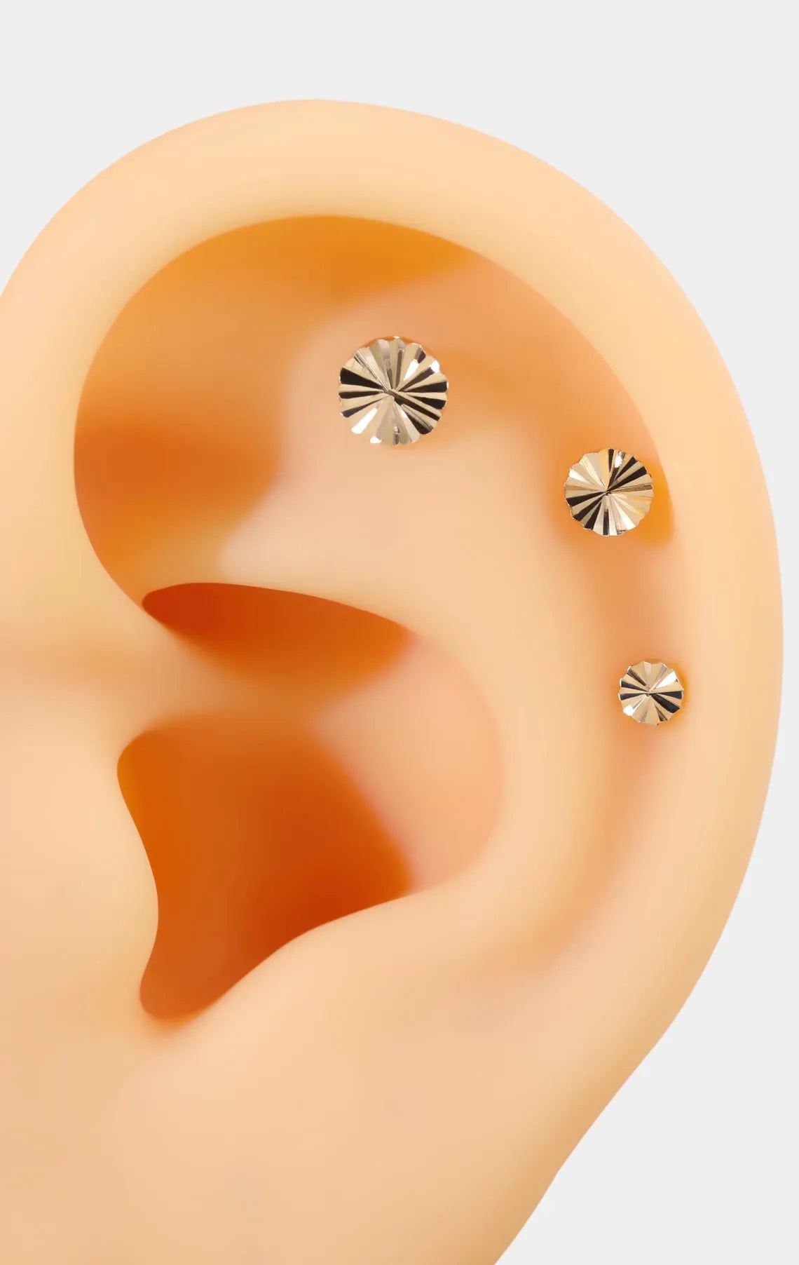 14K Solid Gold Whorl Disc Stud