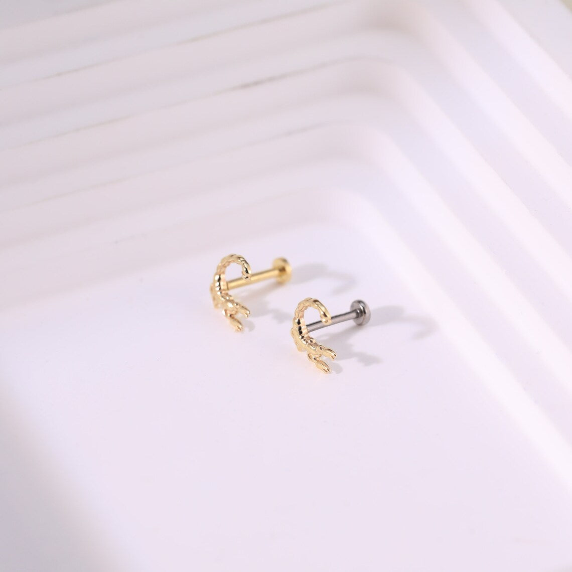 14K Gold Scorpion Stud Earring for Piercing
