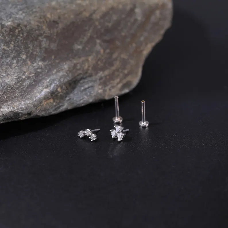 14K White Gold Ear Climber Stud