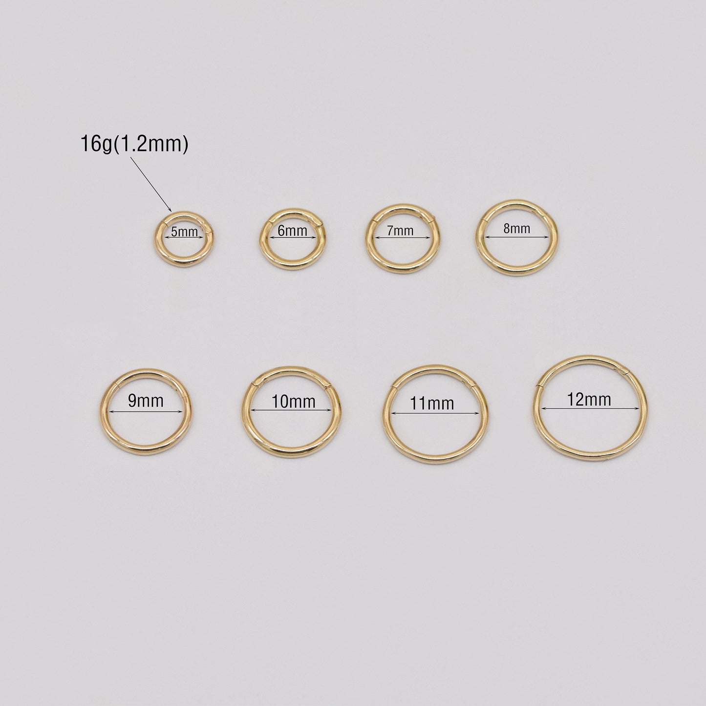 14K Solid Gold Hinged Hoop Earring 16G 18G