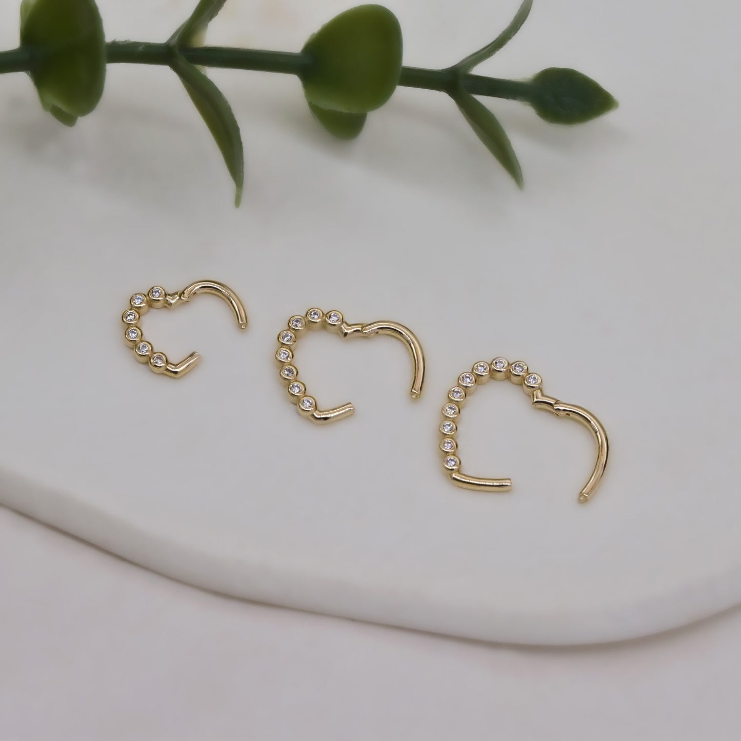 14K Solid Gold Heart Hoop Earring Nose Ring Daith Piercing