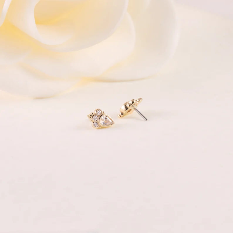 14k Gold Mini Helix Conch Tragus Stud