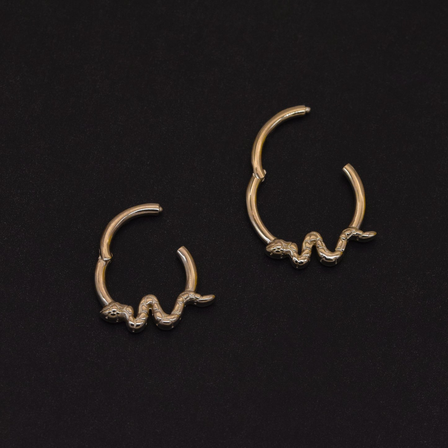 14K Solid Gold Snake Septum Ring Huggie Hoop Daith Rook Nose Earring 16g