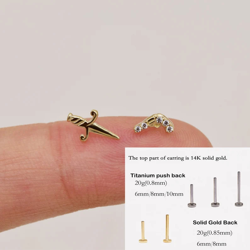 14K Solid Gold Tiny Toy Model Stud Earring 20g