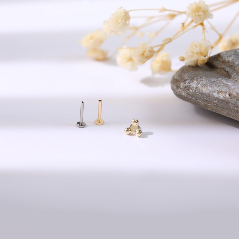 14K Solid Gold Triangle Helix Tragus Stud