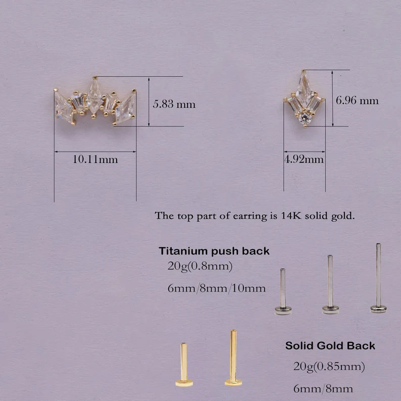 14K Solid Gold Geometric Climber Stud