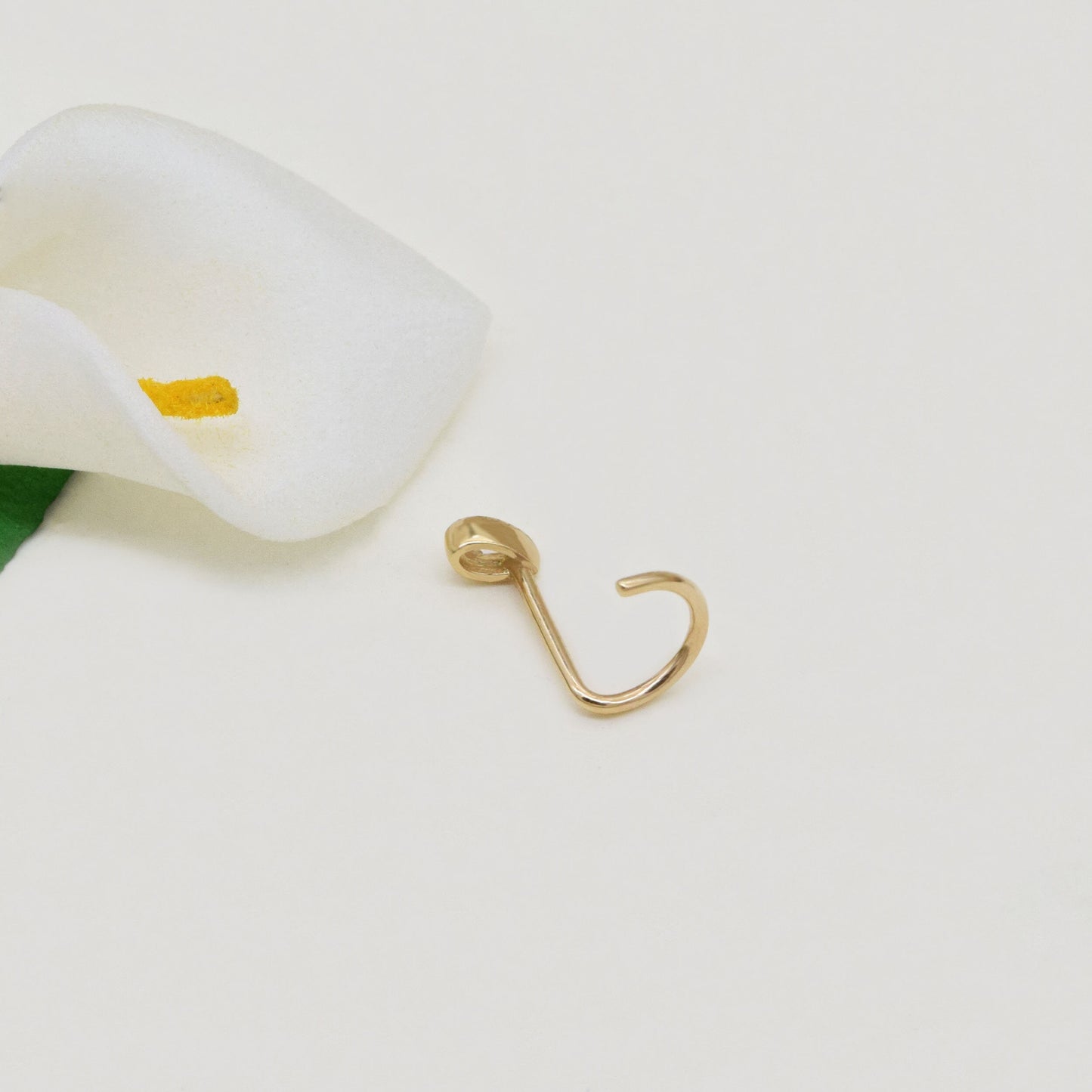 14K Solid Gold Tiny Teardrop Nose Ring 20g Dainty Screw Back Gift