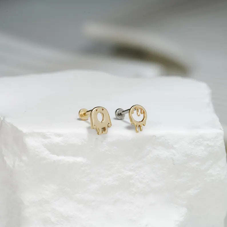 14k Solid Gold Drip Cartilage Earring