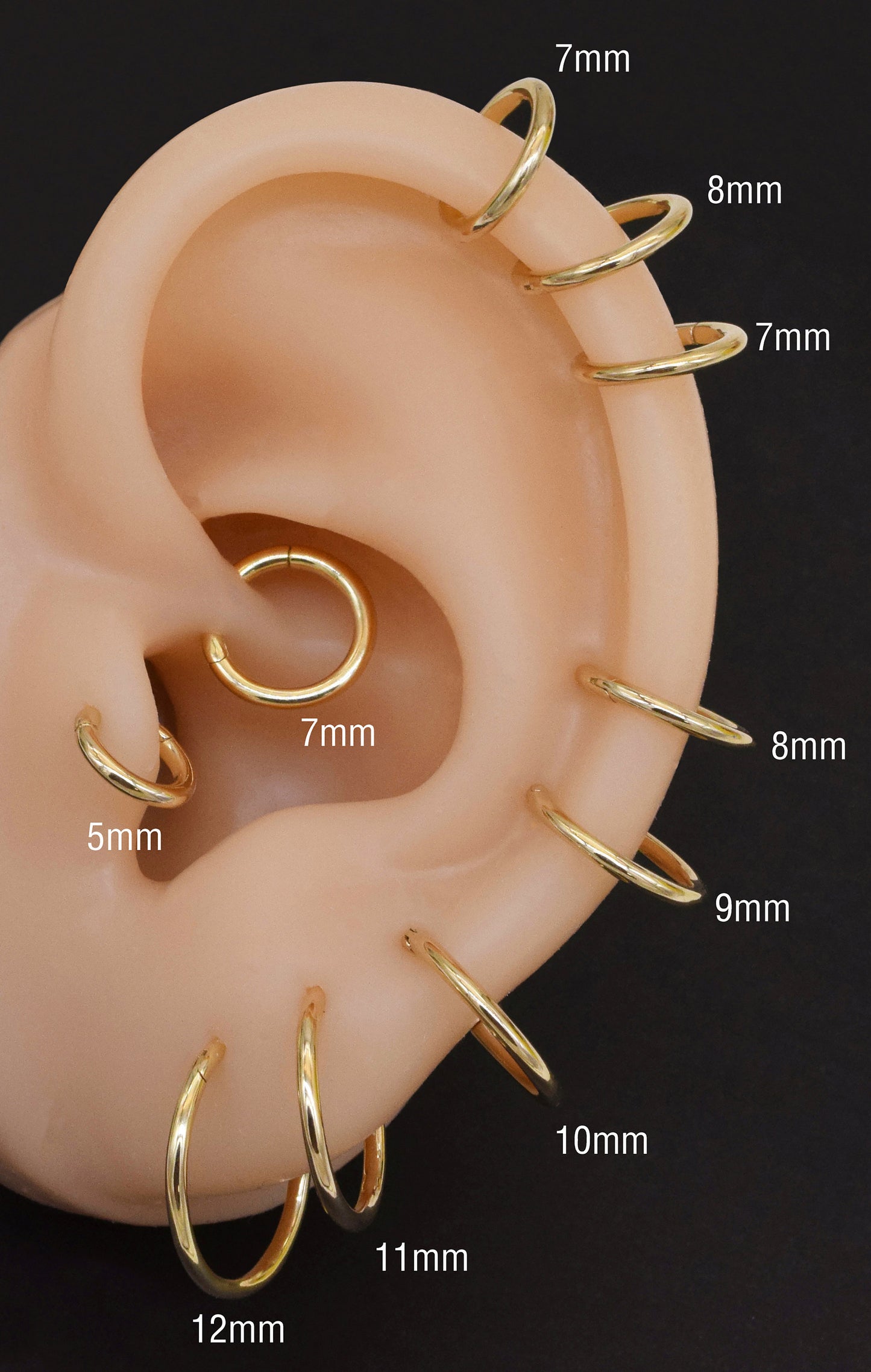 14K Solid Gold Hinged Hoop Earring 16G 18G