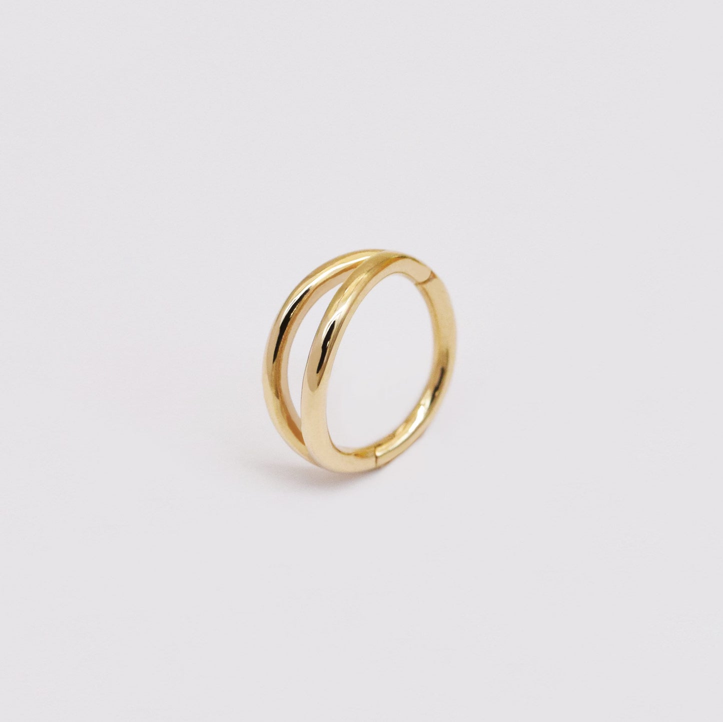 14K Solid Gold Double Row Hoop Septum Daith Cartilage Ring 16G