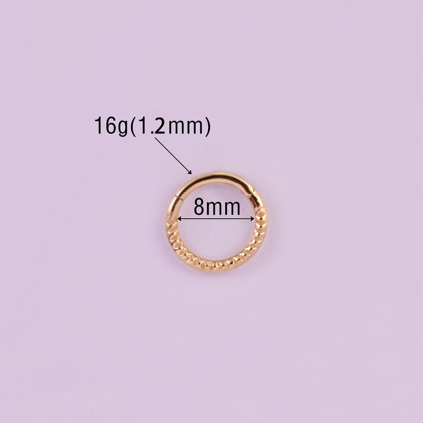 14K Solid Gold Pyramid Cut Septum Hoop Cartilage Clicker