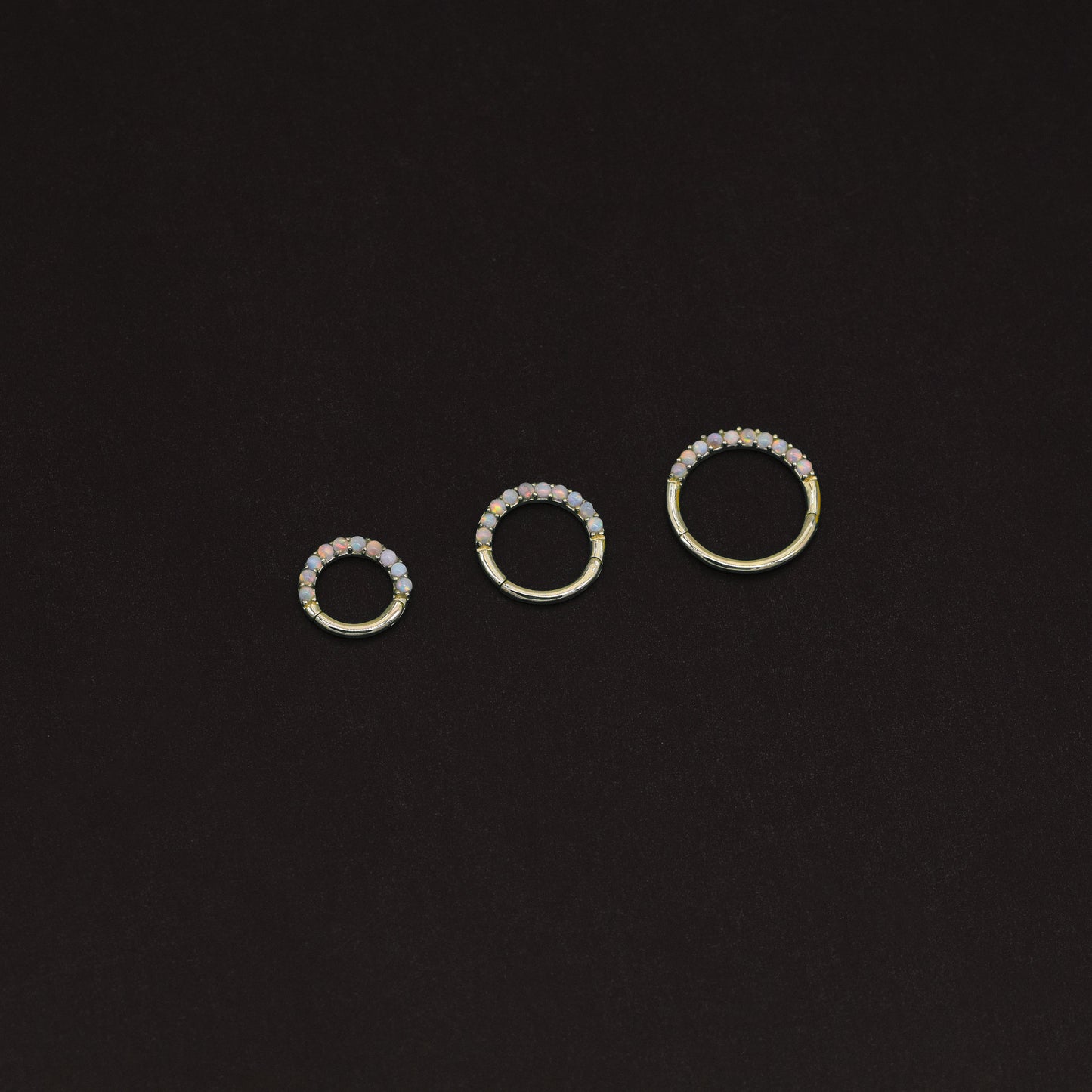 14K Solid Gold Opal Septum Ring Cartilage Hoop 16g 6/8/10mm