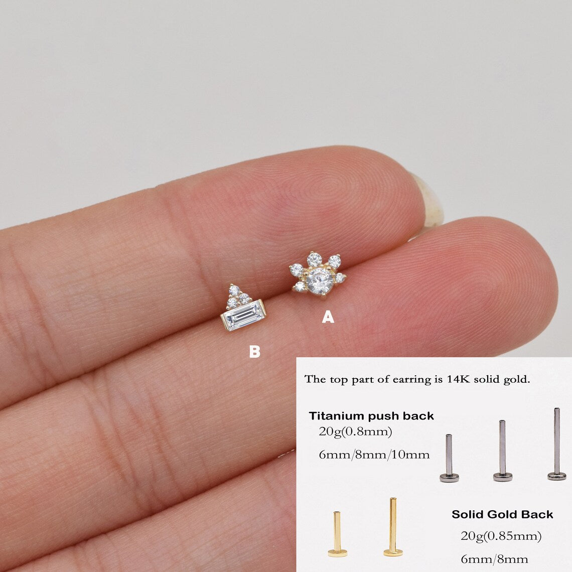 14K Gold Crown Cartilage Stud Earring