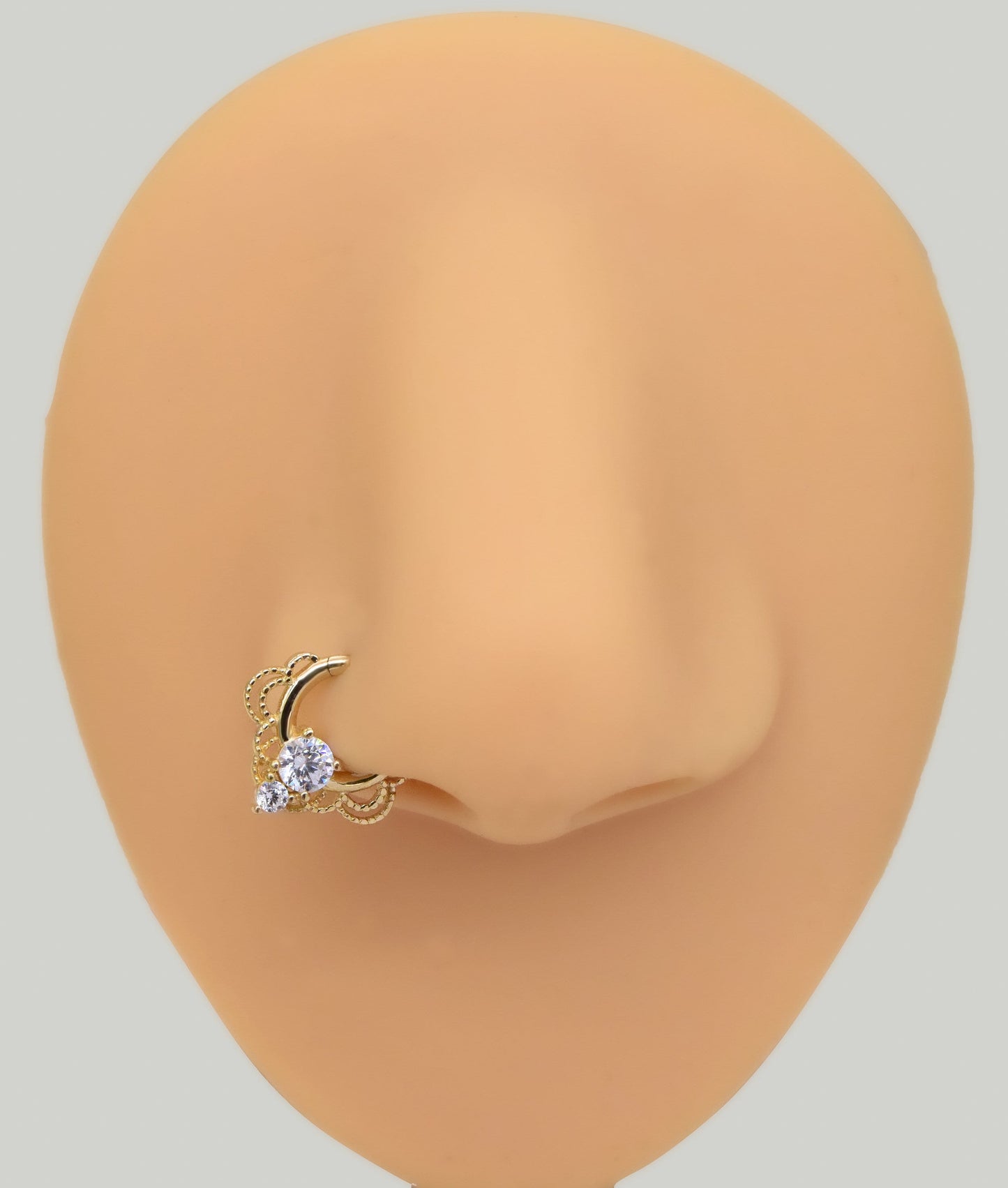 14K Solid Gold Dainty Cartilage Hoop Clicker 16G