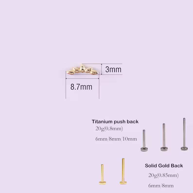 14K Gold Foliage Flat Back Stud