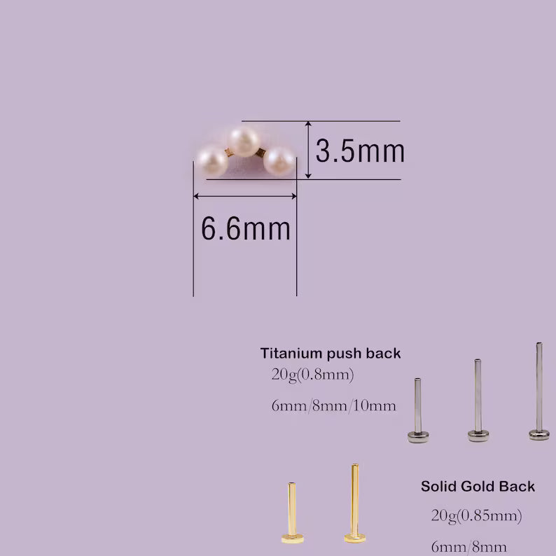14K Gold Trinity Pearl Stud Earring