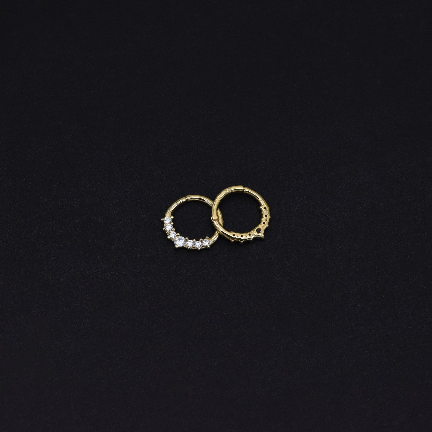 14K Solid Gold Diamond Septum Nose Ring Hinged Hoop 16g Gift For Her