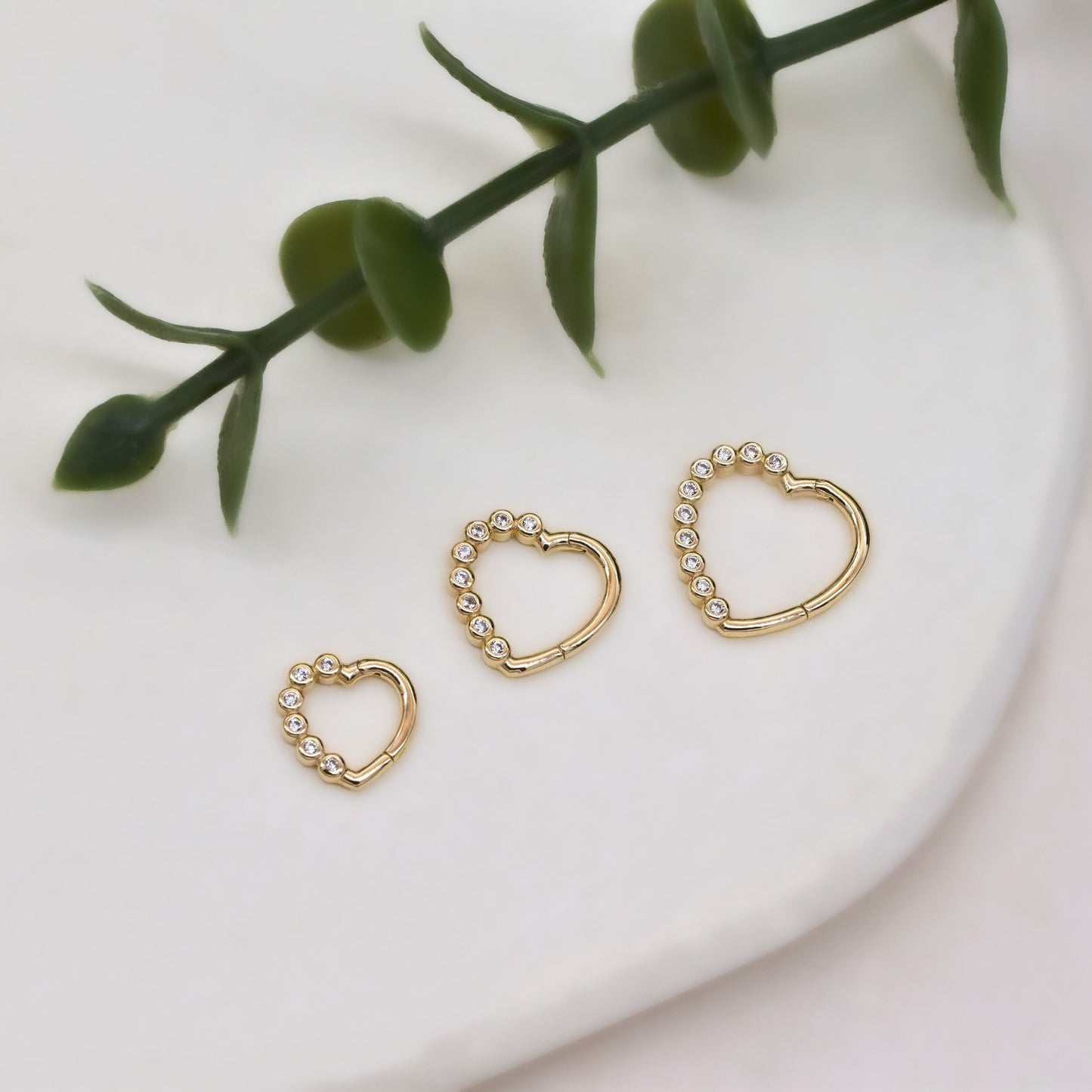 14K Solid Gold Heart Hoop Earring Nose Ring Daith Piercing