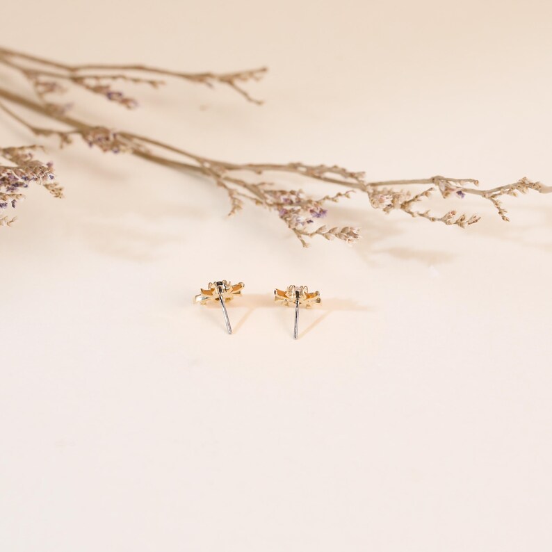 14K Gold Dainty Spider Stud Earrings