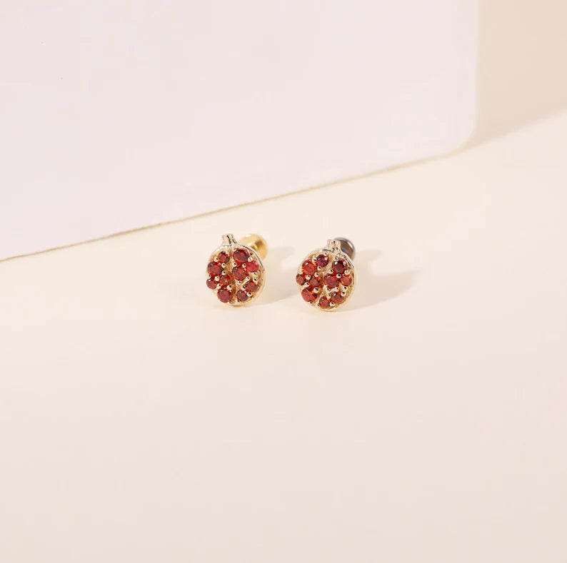 14K Gold Pomegranate Cartilage Stud
