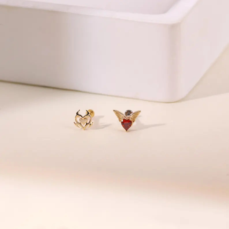14K Gold Magic Heart Stud Earring