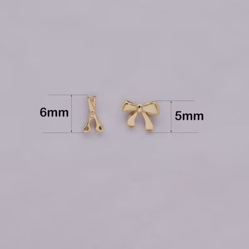 14K Gold Dainty Ribbon Bow Cartilage Stud Earring