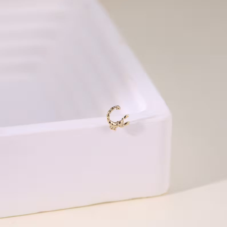 14K Gold Scorpion Stud Earring for Piercing