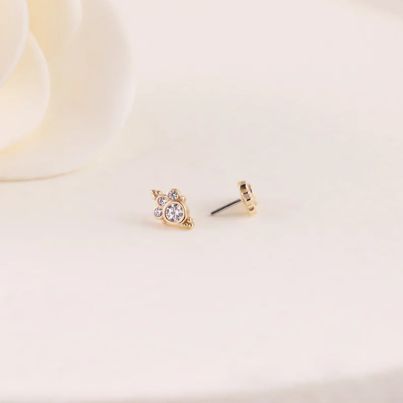 14k Gold Mini Helix Conch Tragus Stud
