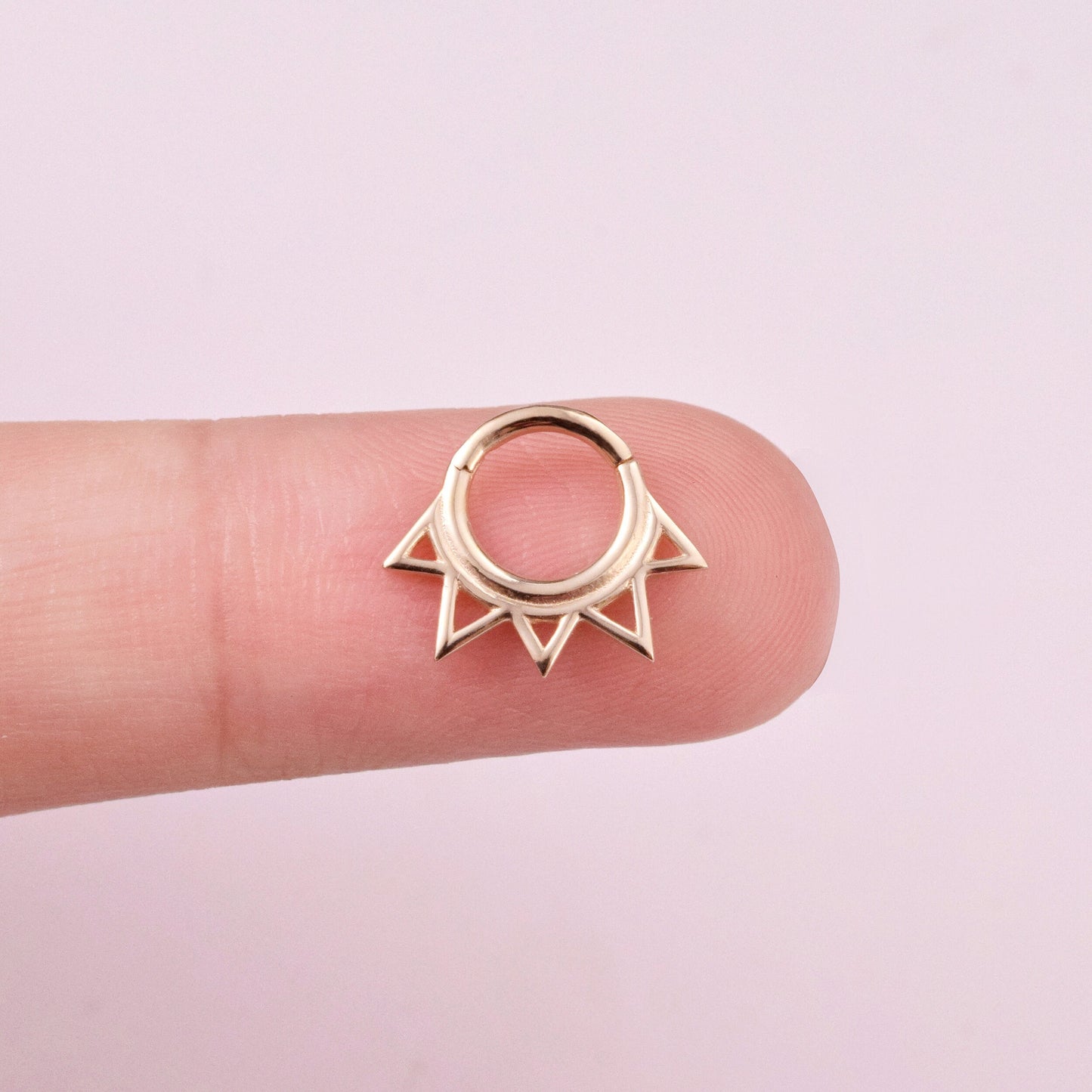 14K Solid Gold Flower Petal Daith Septum Clicker Hoop