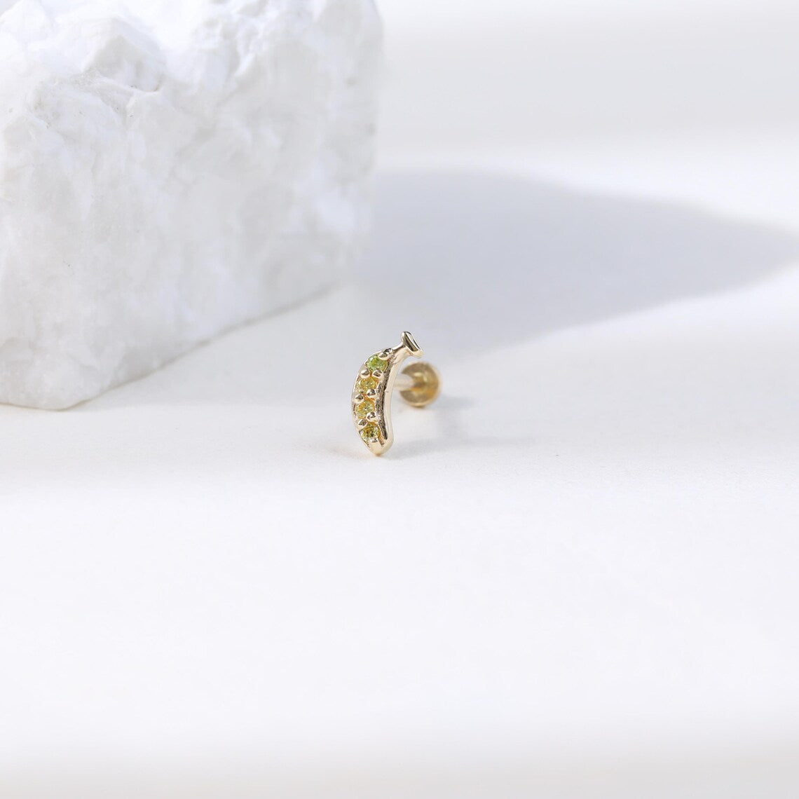 14K Solid Gold Banana Helix Stud