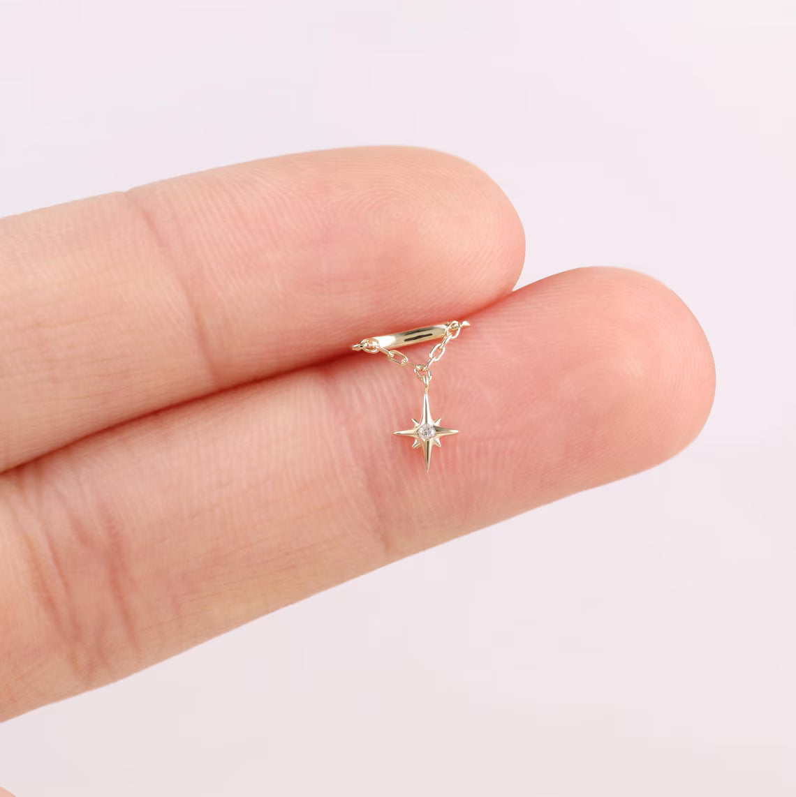 14K Solid Gold Threadless Cartilage Earring