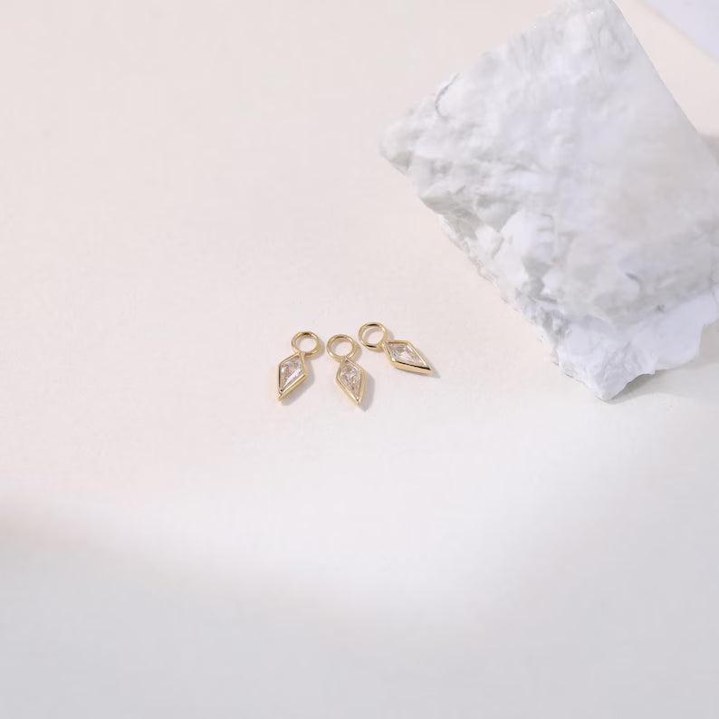 14K Gold Dangle Kite Geometric Stud Earring