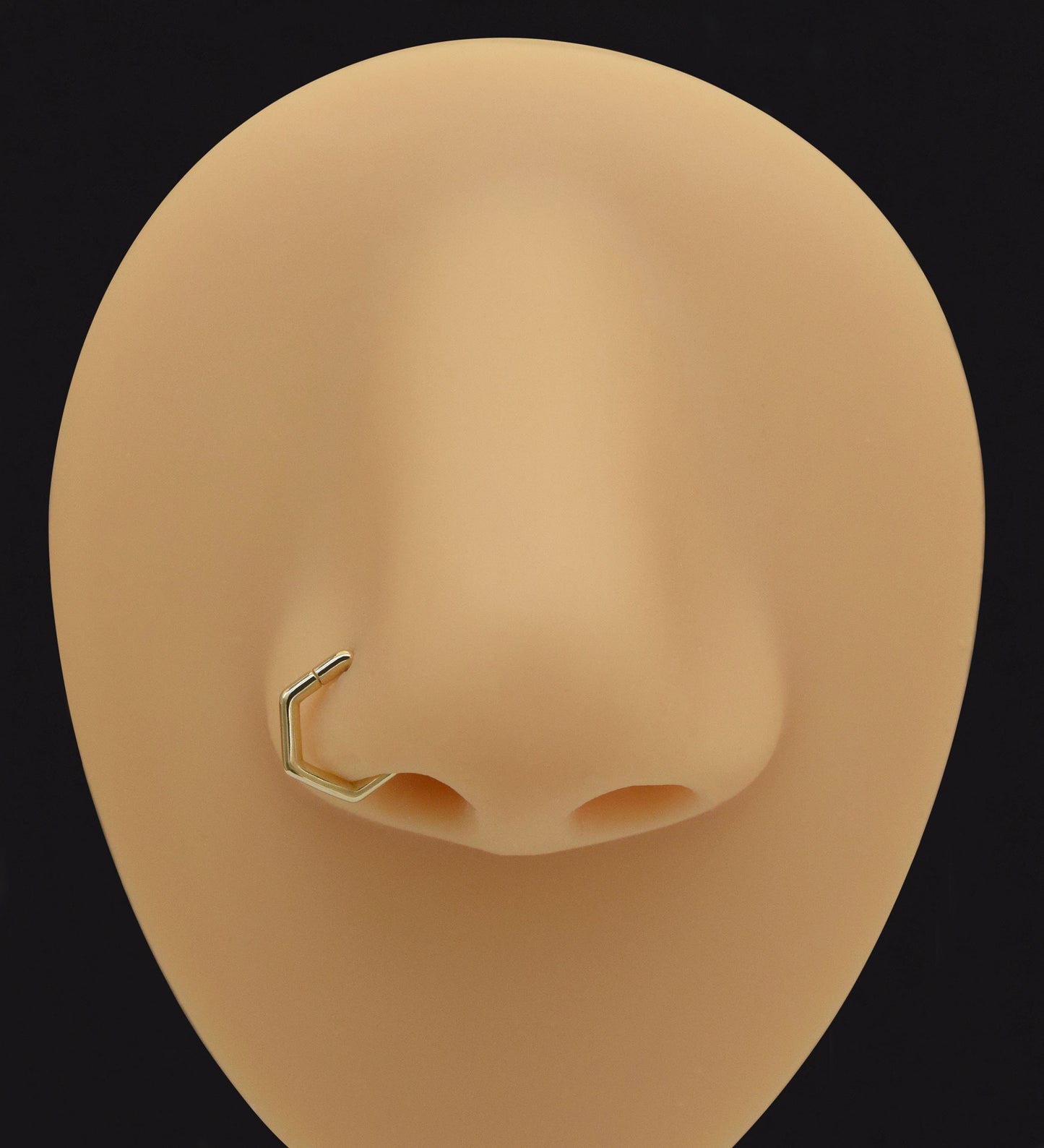 14K Solid Gold Hexagon Septum Hoop Piercing 16g