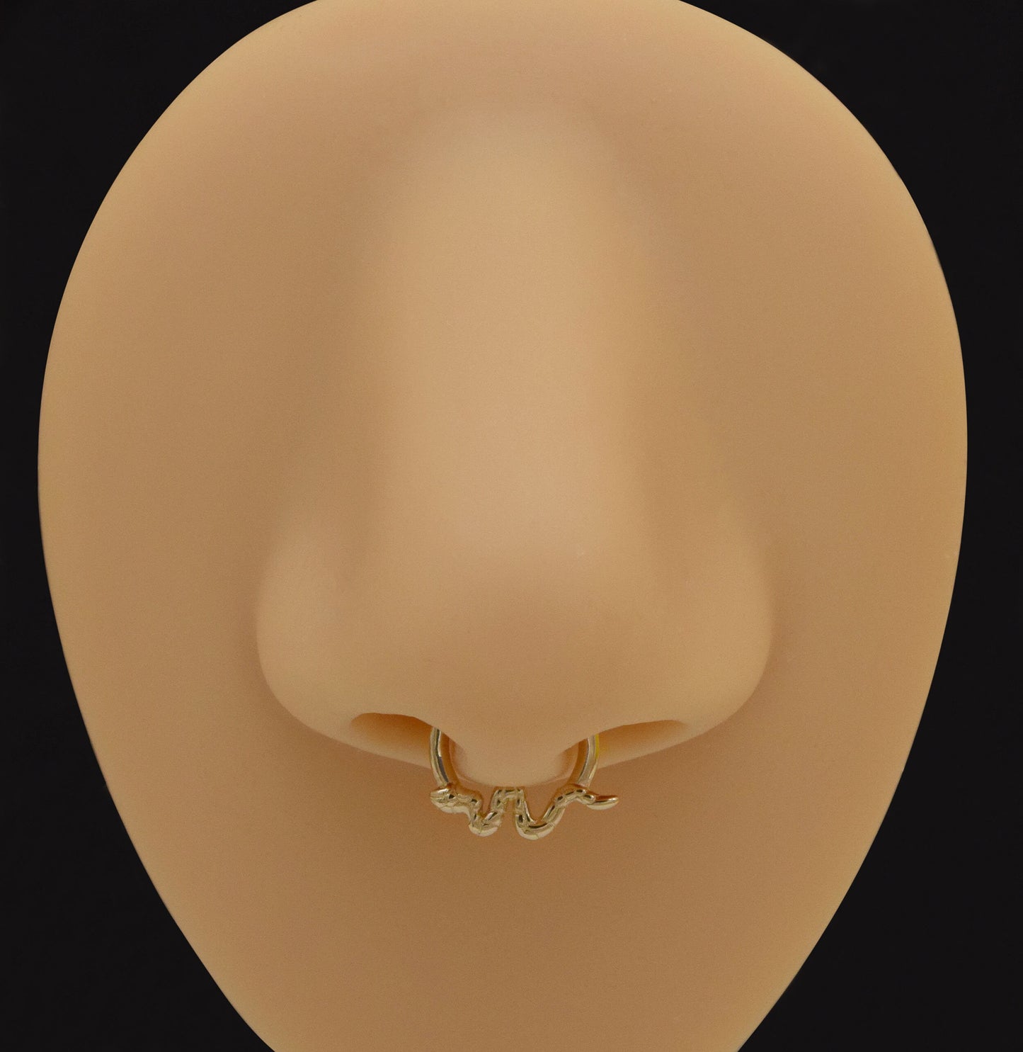 14K Solid Gold Snake Septum Ring Huggie Hoop Daith Rook Nose Earring 16g