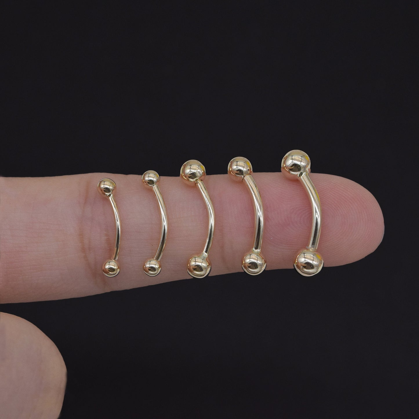 14K solid Gold Belly Button Ring Threaded Barbell Navel Rook Eyebrow 18g 16g 14g