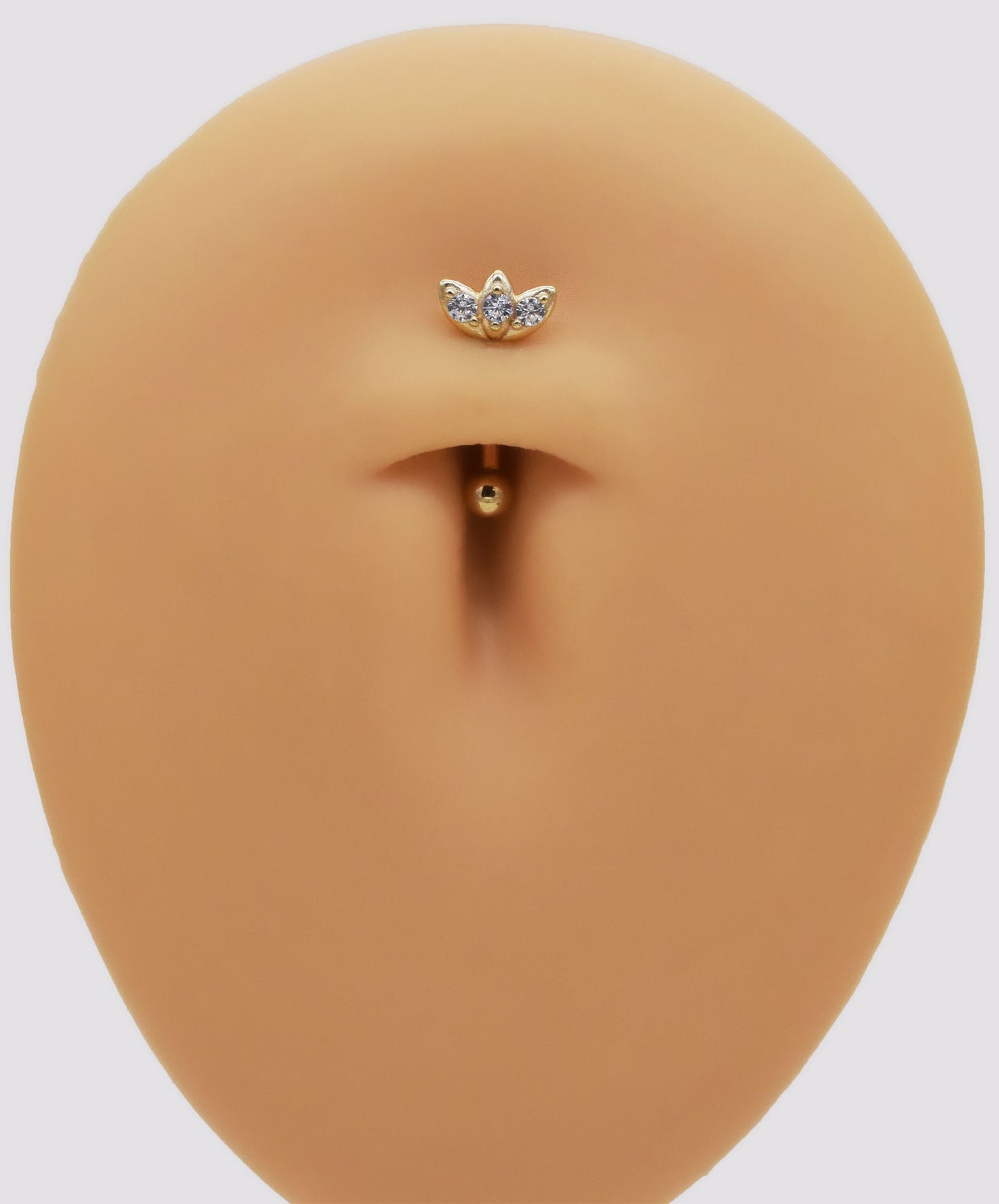 14K Solid Gold Lotus Rook Clover Eyebrow Barbell Navel Ring 16g