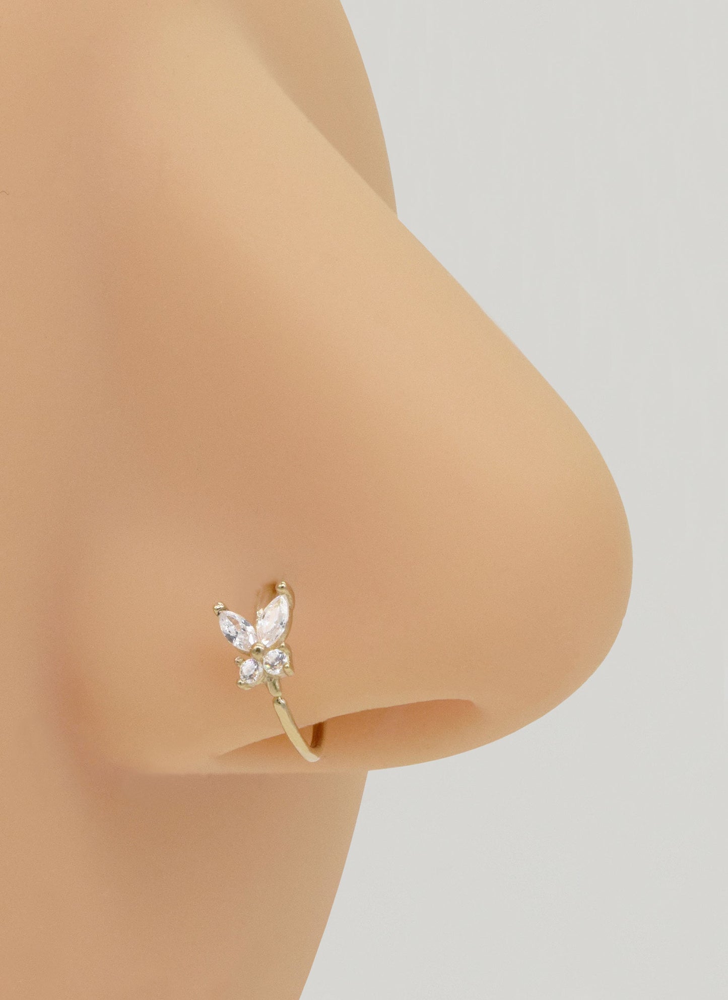 14K Solid Gold Butterfly Bendable 20G Hoop Earring 20G