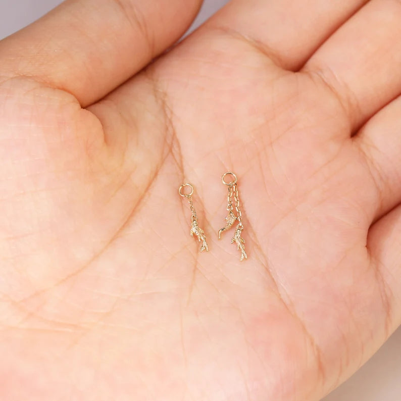 14K Gold Koi Fish Double Chain Earring Charm