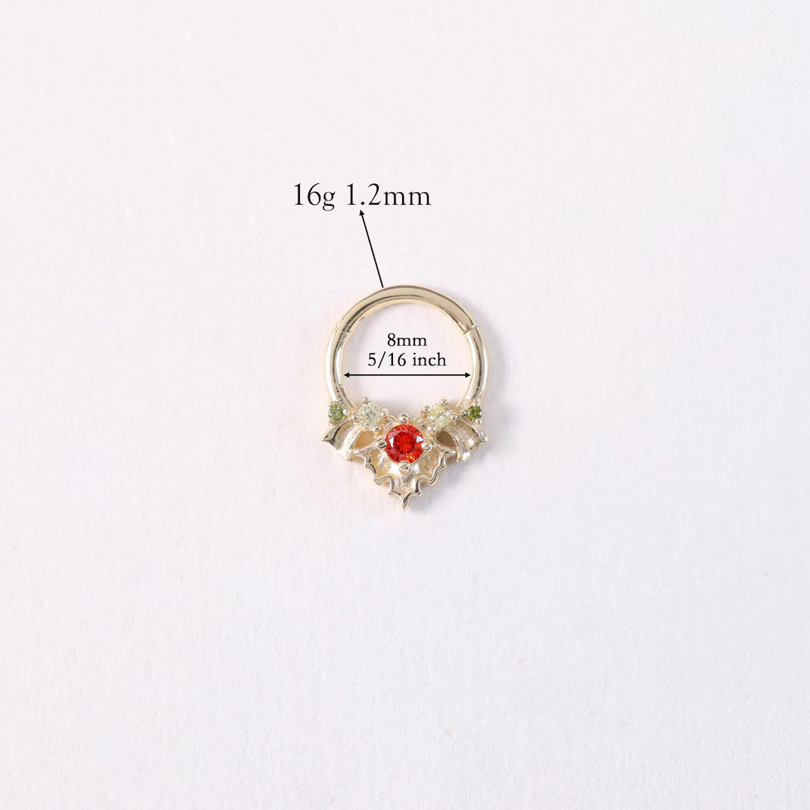 14K Gold Cluster Septum Daith Helix Cartilage Hoop 16g